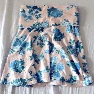 Blue Floral American Apparel Skater Skirt